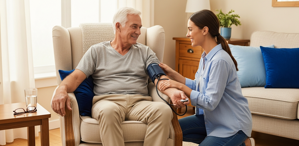 Caregiver supporting a patient at home